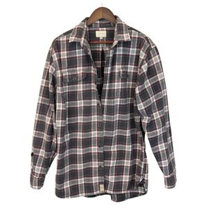 Jachs Red Black Plaid Cotton Flannel Button Up Shirt size XLT Grunge Rustic
